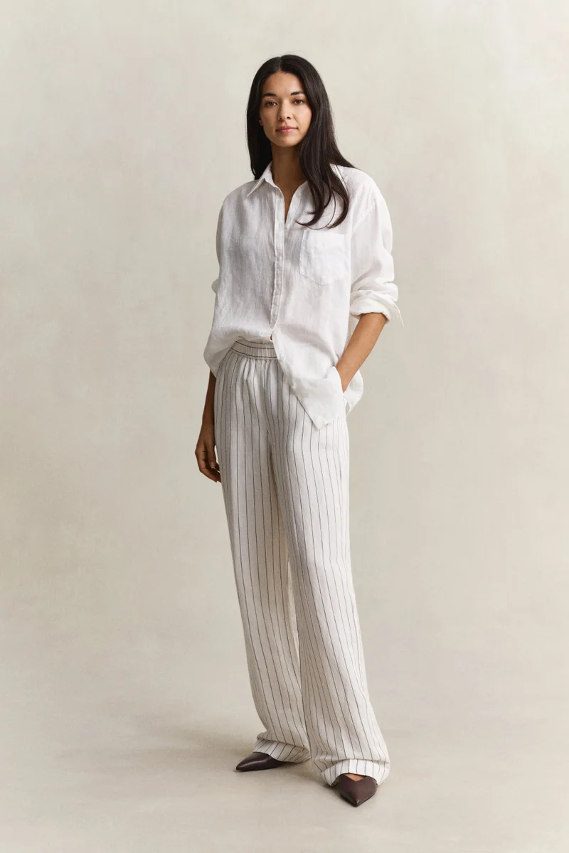 GANT Striped Linen Blend Pull On Pants